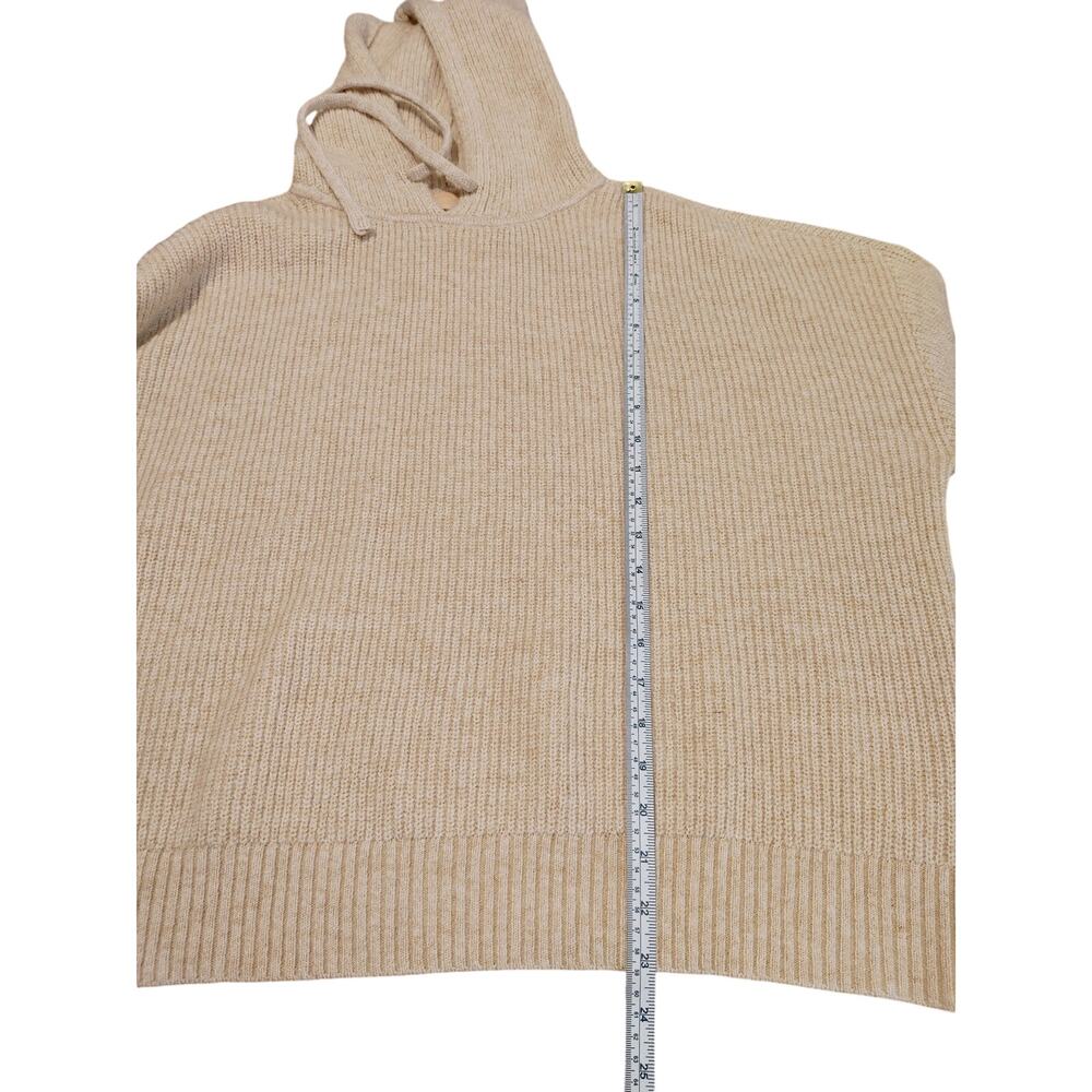Nuuds Drawstring Hooded Sweater Beige Soft Rib Knit Pullover Womens Small - Picture 6 of 6